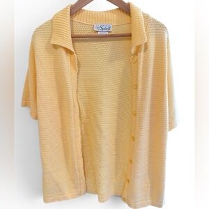 Northern Spirit Sunshine Yellow Waffle Knit Cardigan - Size Medium